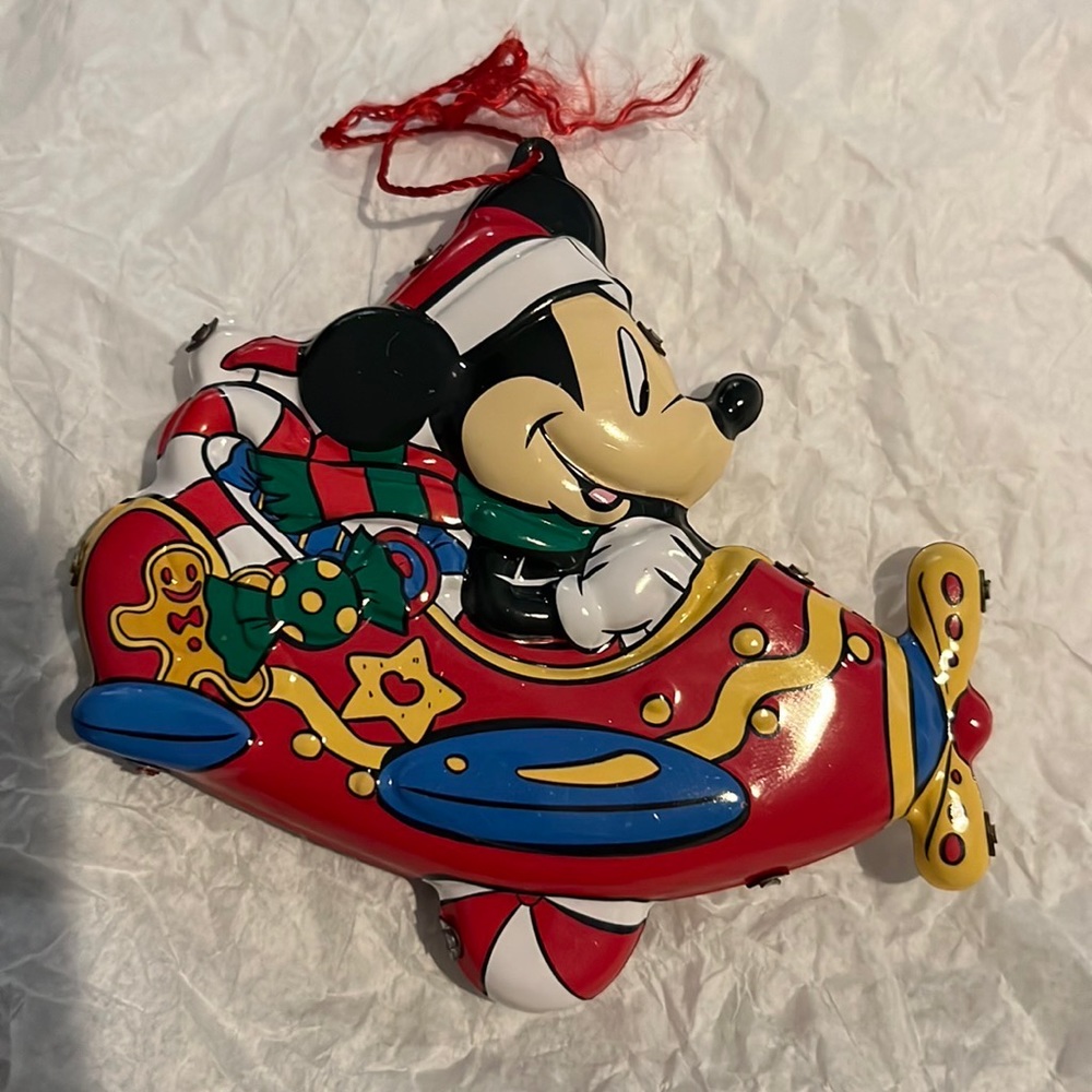 The Disney Store Candy Cane Collection Mickey Mouse Tin Ornament